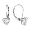 Silver Treasures Cubic Zirconia Sterling Silver Heart Drop Earrings In White