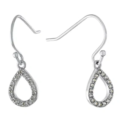 Silver Treasures Cubic Zirconia Sterling Silver Pear Drop Earrings In Metallic
