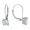 Silver Treasures Cubic Zirconia Sterling Silver Square Drop Earrings In Silver