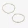 Silver Treasures Cultured Freshwater Pearl Womens 2-pc. White Sterling Silver Bracelet Set In Neutral