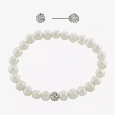 Silver Treasures Cultured Freshwater Pearl Womens White Sterling Silver 2-pc. Jewelry Set