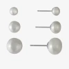 Silver Treasures Cultured Freshwater Pearl Womens White Sterling Silver 3 Pair Earring Set In White