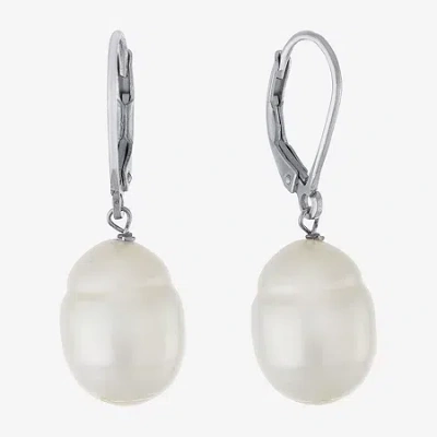 Silver Treasures Cultured Freshwater Pearl Womens White Sterling Silver Drop Earrings