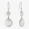 Silver Treasures Cultured Freshwater Pearl Womens White Sterling Silver Drop Earrings In Silver
