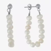Silver Treasures Cultured Freshwater Pearl Womens White Sterling Silver Drop Earrings In Transparent