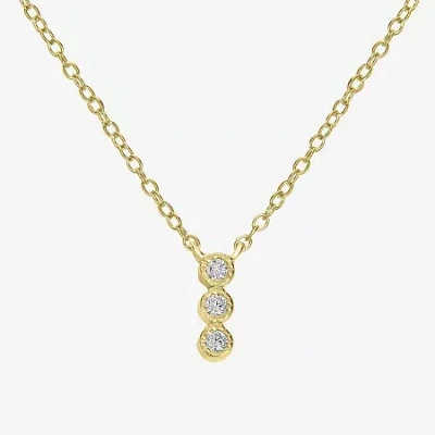 Silver Treasures Delicates 3 Stone Womens Cubic Zirconia 14k Gold Over Brass Bar 18 Inch Pendant Necklace