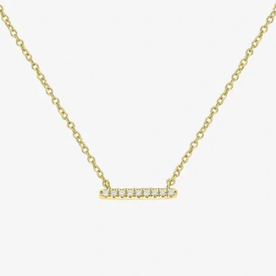 Silver Treasures Delicates Horizontal Womens Cubic Zirconia 14k Gold Over Brass Bar 16 Inch Pendant Necklace In Transparent