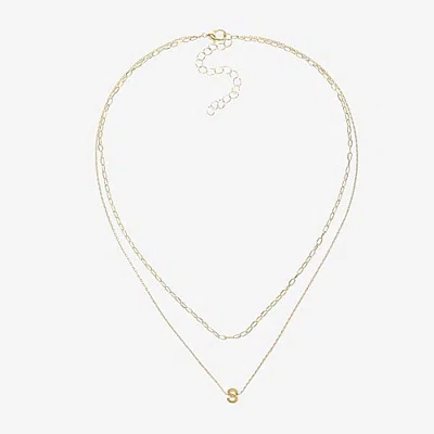 Silver Treasures Delicates Initial Womens 14k Gold Over Brass Rectangular 16 Inch Pendant Necklace In S