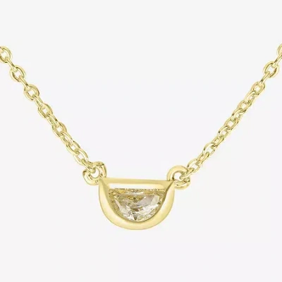 Silver Treasures Delicates Semi Circle Womens Cubic Zirconia 14k Gold Over Brass 16 Inch Pendant Necklace