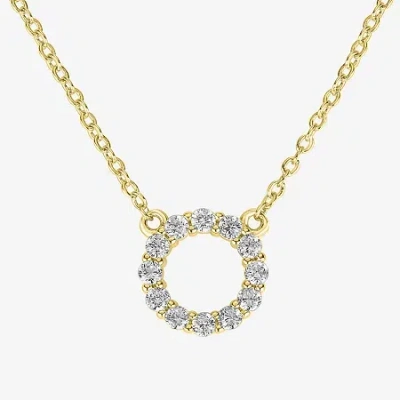 Silver Treasures Delicates Womens Cubic Zirconia 14k Gold Over Brass 18 Inch Pendant Necklace In Transparent