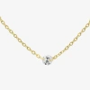 Silver Treasures Delicates Womens Cubic Zirconia 14k Gold Over Brass Round 16 Inch Pendant Necklace In Gold