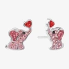 Silver Treasures Elephant Pink Crystal Sterling Silver 11.4mm Heart Stud Earrings In Pink