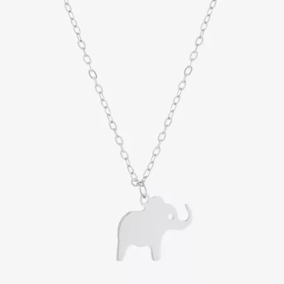 Silver Treasures Elephant Womens Sterling Silver 16 Inch Pendant Necklace