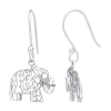 Silver Treasures Elephant Womens Sterling Silver Drop Earrings In Transparent
