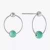 Silver Treasures Enhanced Womens Blue Turquoise Sterling Silver Round Drop Earrings In Silver