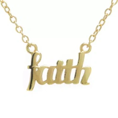 Silver Treasures Faith Womens 24k Gold Over Silver 16 Inch Pendant Necklace