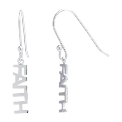 Silver Treasures Faith Womens Sterling Silver Drop Earrings In White