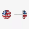 Silver Treasures Flag Multi Color Crystal Sterling Silver 9.1mm Stud Earrings In Multi