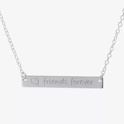 Silver Treasures Friends Forever Sterling Silver 16 Inch Cable Pendant Necklace In Transparent