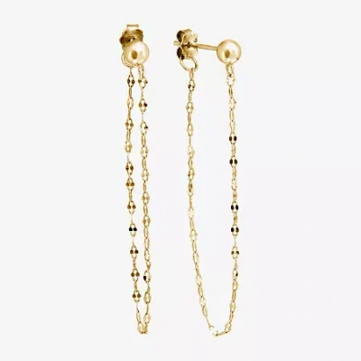 Silver Treasures Front And Back Chain Womens 14k Gold Over Silver Drop Earrings