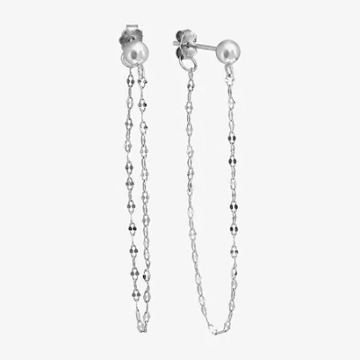 Silver Treasures Front And Back Chain Womens Sterling Silver Drop Earrings