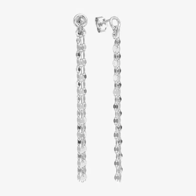 Silver Treasures Front And Back Mirror Chain Womens Sterling Silver Drop Earrings