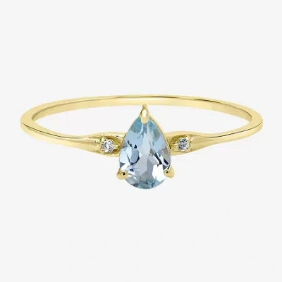 Silver Treasures Genuine Stone 14k Gold Over Silver Band In Blue