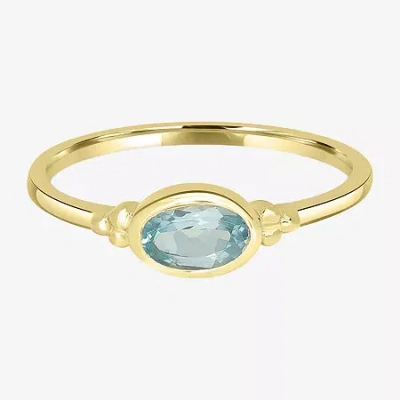 Silver Treasures Genuine Stone 14k Gold Over Silver Band In Blue