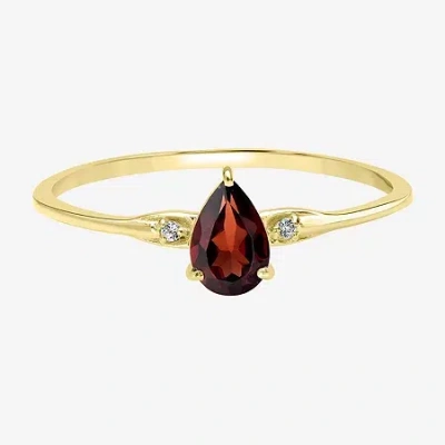 Silver Treasures Genuine Stone 14k Gold Over Silver Band In Burgundy
