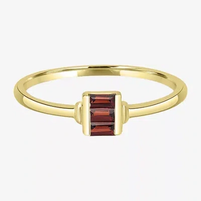 Silver Treasures Genuine Stone 14k Gold Over Silver Band In Burgundy