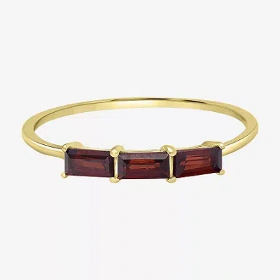 Silver Treasures Genuine Stone 14k Gold Over Silver Band In Burgundy