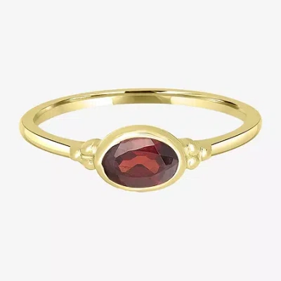 Silver Treasures Genuine Stone 14k Gold Over Silver Band In Burgundy