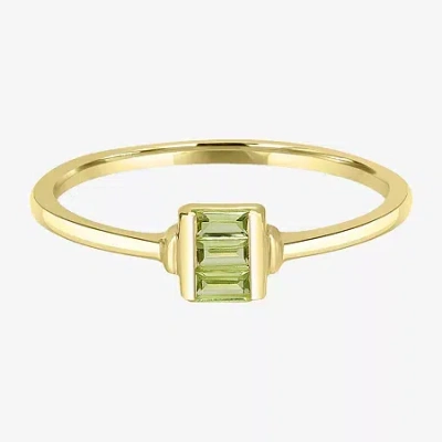 Silver Treasures Genuine Stone 14k Gold Over Silver Band In Green