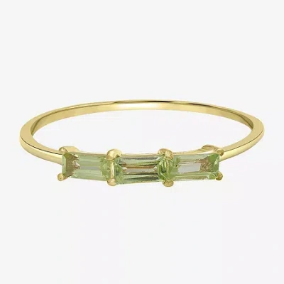 Silver Treasures Genuine Stone 14k Gold Over Silver Band In Green
