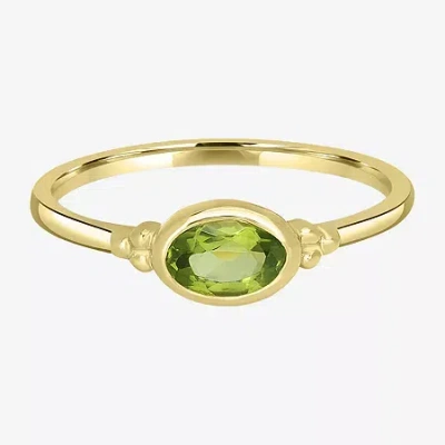 Silver Treasures Genuine Stone 14k Gold Over Silver Band In Green