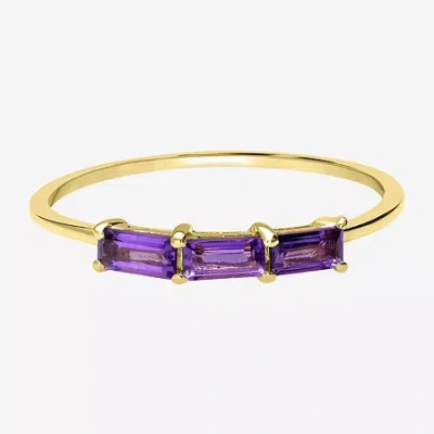 Silver Treasures Genuine Stone 14k Gold Over Silver Band In Purple