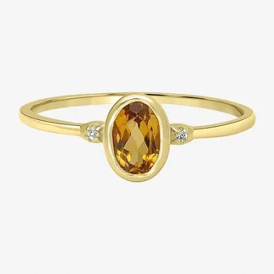 Silver Treasures Genuine Stone 14k Gold Over Silver Band In Yellow