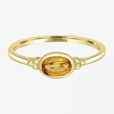 Silver Treasures Genuine Stone 14k Gold Over Silver Band In Yellow