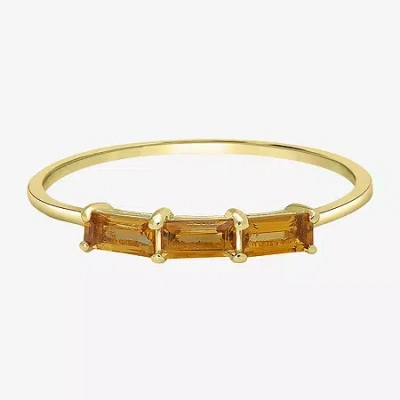 Silver Treasures Genuine Stone 14k Gold Over Silver Band In Yellow