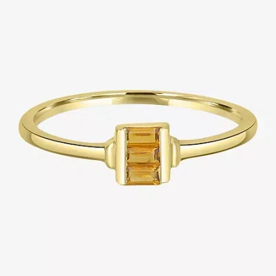 Silver Treasures Genuine Stone 14k Gold Over Silver Band In Yellow