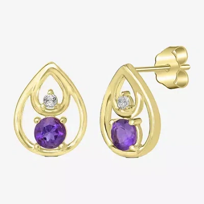 Silver Treasures Genuine Stone 14k Gold Over Silver Stud Earrings