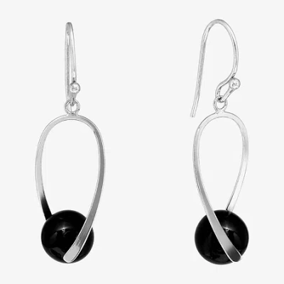 Silver Treasures Genuine Stone Bead Womens Sterling Silver Drop Earrings In Metallic