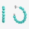 Silver Treasures Genuine Stone Beaded Womens Sterling Silver 24.8mm Hoop Earrings In Blue