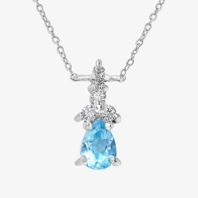 Silver Treasures Genuine Stone Sterling Silver 18 Inch Cable Pendant Necklace In Metallic