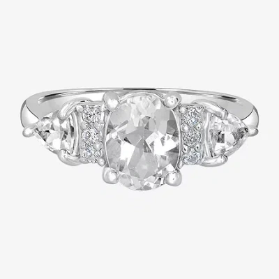 Silver Treasures Genuine Stone Sterling Silver 3-stone Band