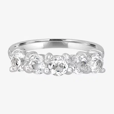 Silver Treasures Genuine Stone Sterling Silver Band In White