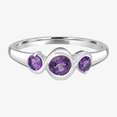 Silver Treasures Genuine Stone Sterling Silver Band In Purple