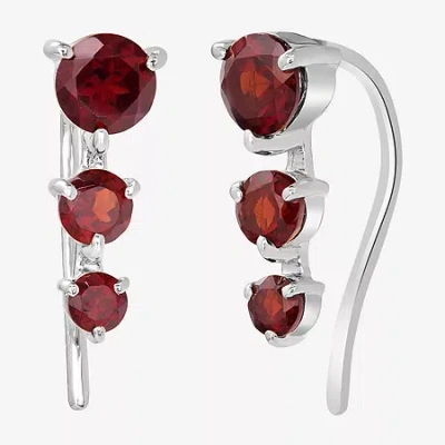 Silver Treasures Genuine Stone Sterling Silver Ear Climbers