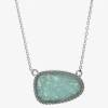 Silver Treasures Genuine Stone Womens Green Amazonite Sterling Silver Oval 18 Inch Pendant Necklace In Metallic