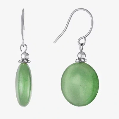 Silver Treasures Genuine Stone Womens Sterling Silver Drop Earrings